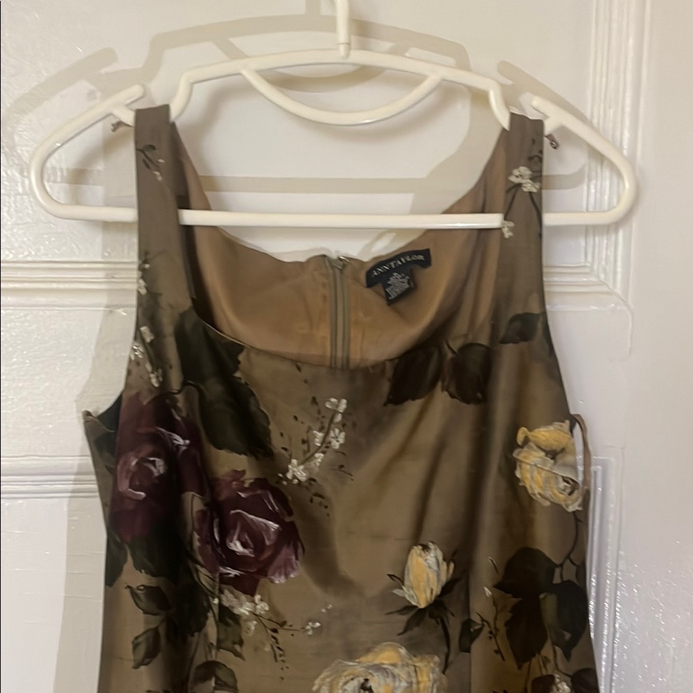 Ann Taylor Brown Sheath Midi Dress Scoop Neck Sleeveless